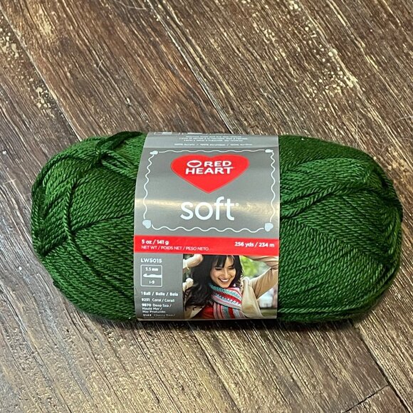 Red Heart Soft Worsted Weight 100% Acrylic Yarn in Dark Leaf E728-9523 - Picture 2 of 5